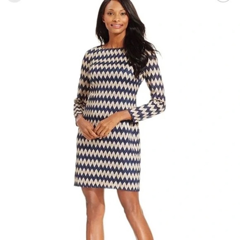 Jessica Howard Chevron Print Dress. Size 4P